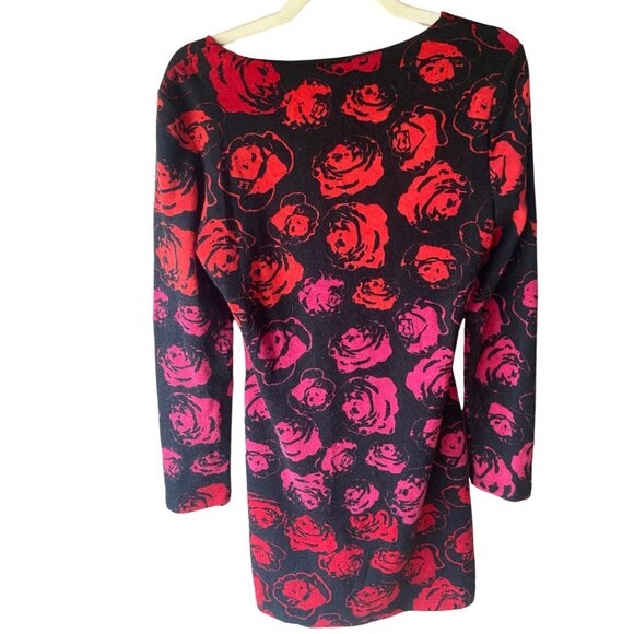 Yumi London Ombre Rose Long Sleeve Lightweight Black Red Sweater Dress M - Picture 2 of 7